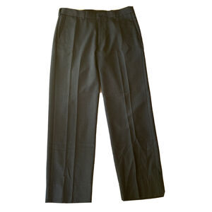 Haggar Dress Pants 34x32 Dark Gray Flat Front Slash Pocket Polyester Work Mens